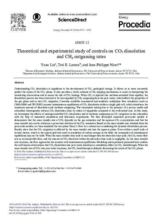 (PDF) Theoretical and Experimental Study of Controls on CO2 Dissolution ...