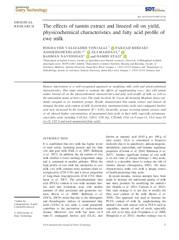 (PDF) The effects of tannin extract and linseed oil on yield ...