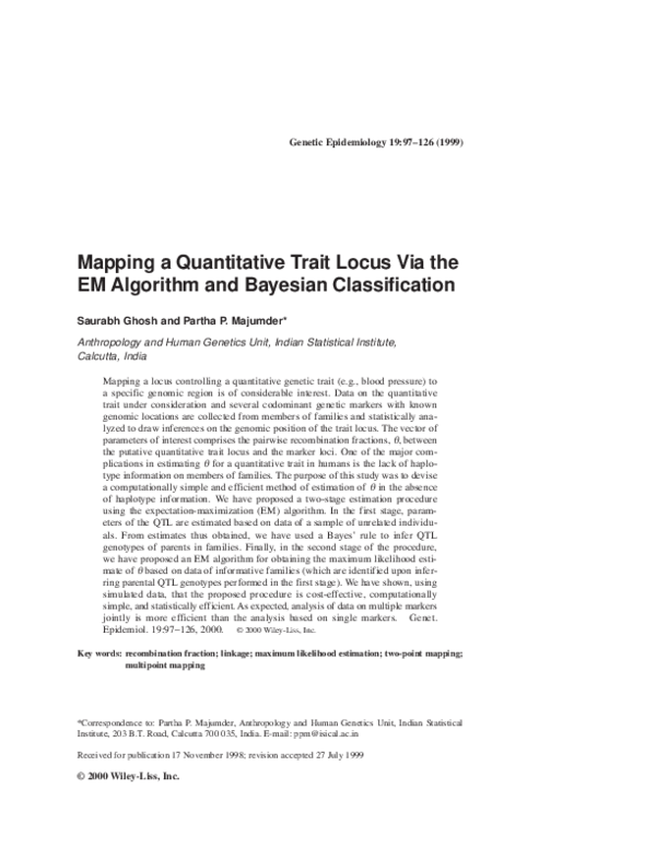 (PDF) Mapping a quantitative trait locus via the EM algorithm and ...