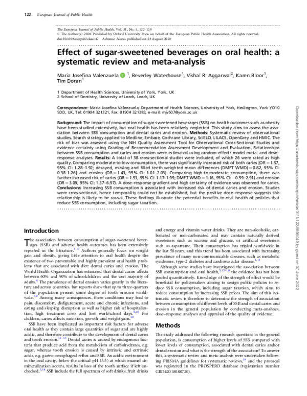 (PDF) Effect of sugar-sweetened beverages on oral health: a systematic ...