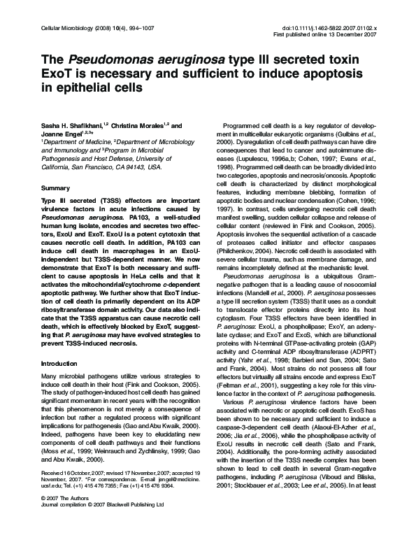 (PDF) The Pseudomonas aeruginosa type III secreted toxin ExoT is ...
