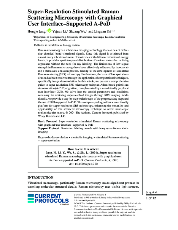 (PDF) Super-Resolution Stimulated Raman Scattering Microscopy with ...