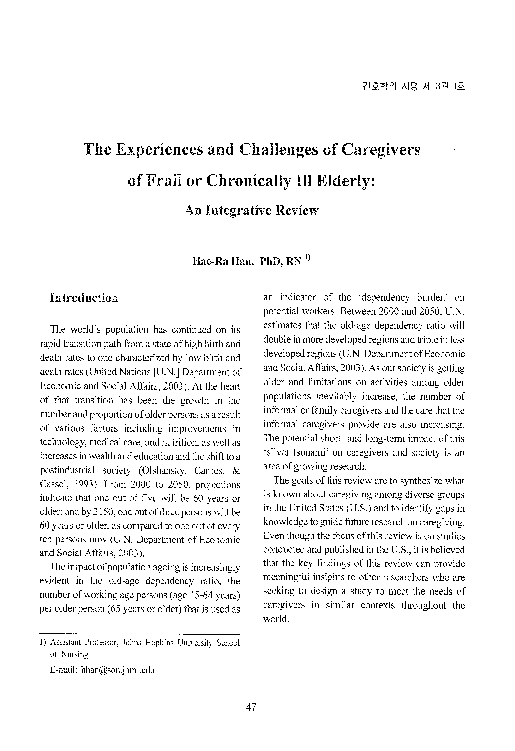 (PDF) The Experiences and Challenges of Caregivers of Frail or ...