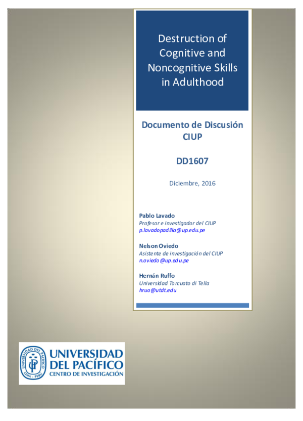 (PDF) Destruction of cognitive and noncognitive skills in adulthood