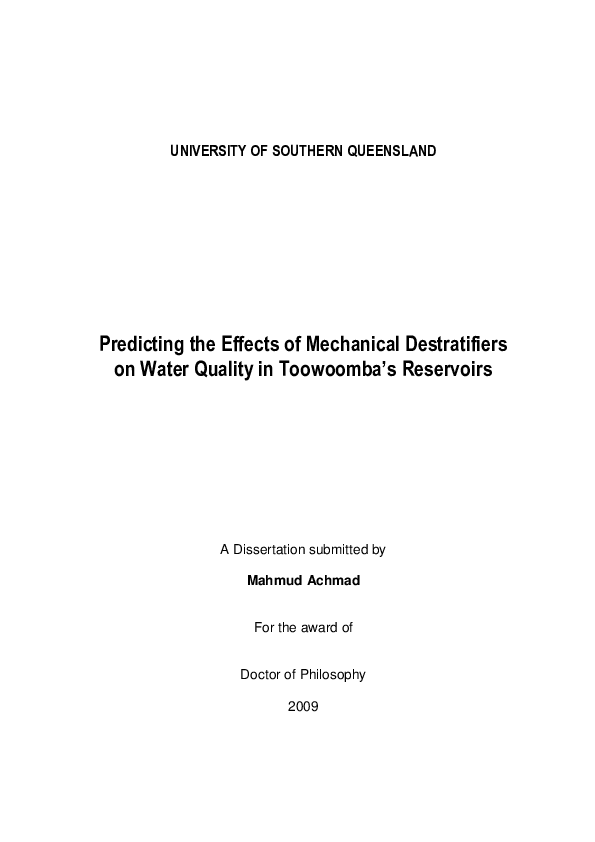 (PDF) Predicting the effects of mechanical destratifiers on water ...