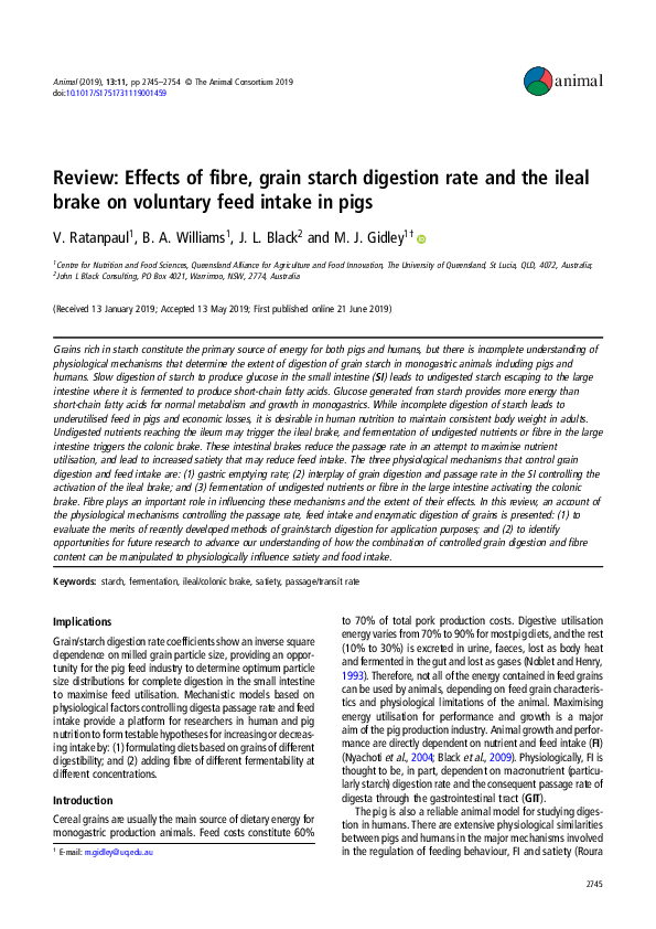 (PDF) Review: Effects of fibre, grain starch digestion rate and the ...