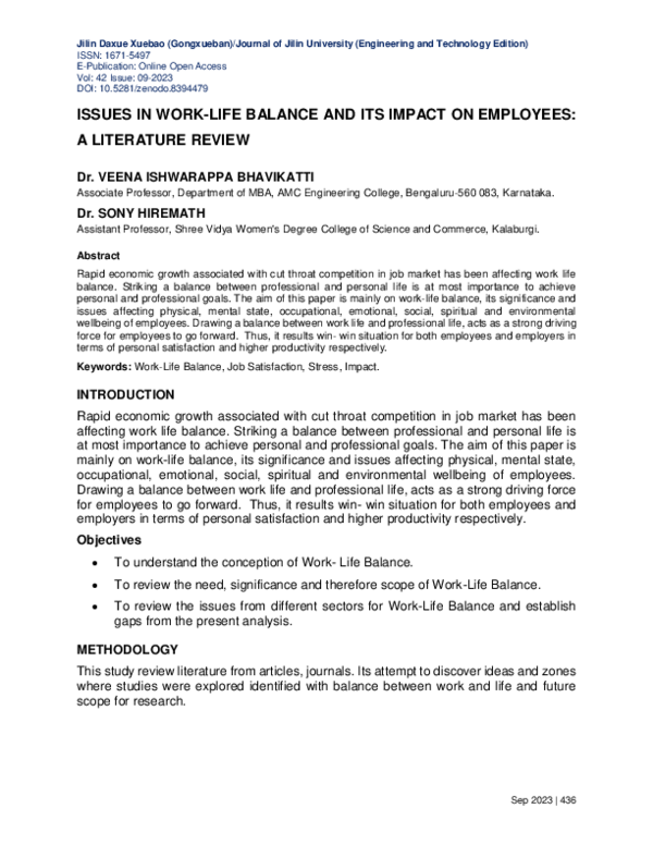 (PDF) Issues in Work-Life Balance and Its Impact on Employees: A ...