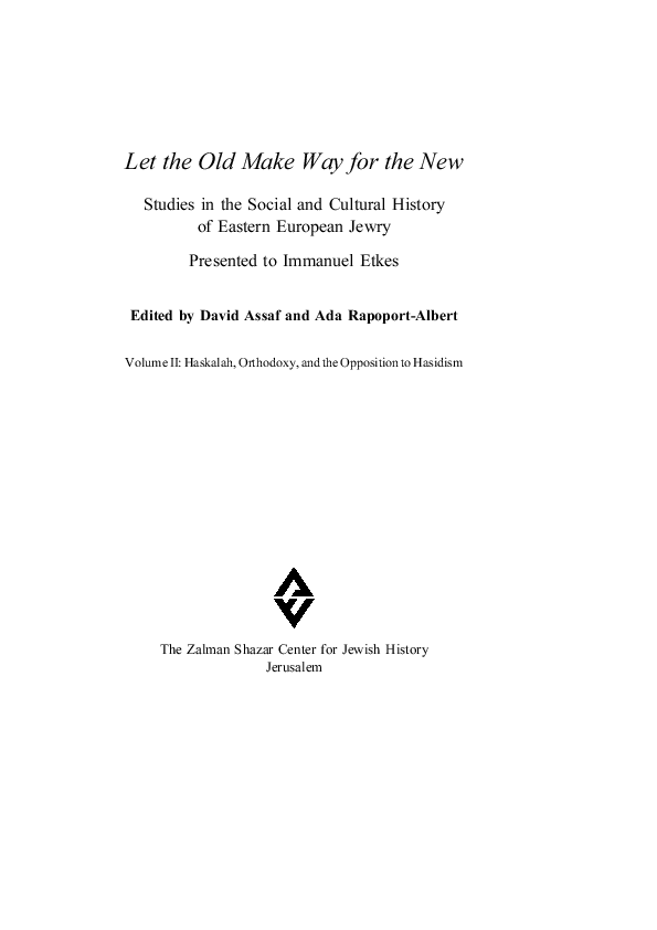 (PDF) *Let the Old Make Way for the New: Studies in the Social and ...
