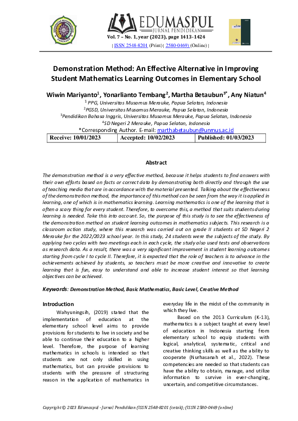 (PDF) Demonstration Method: An Effective Alternative in Improving ...