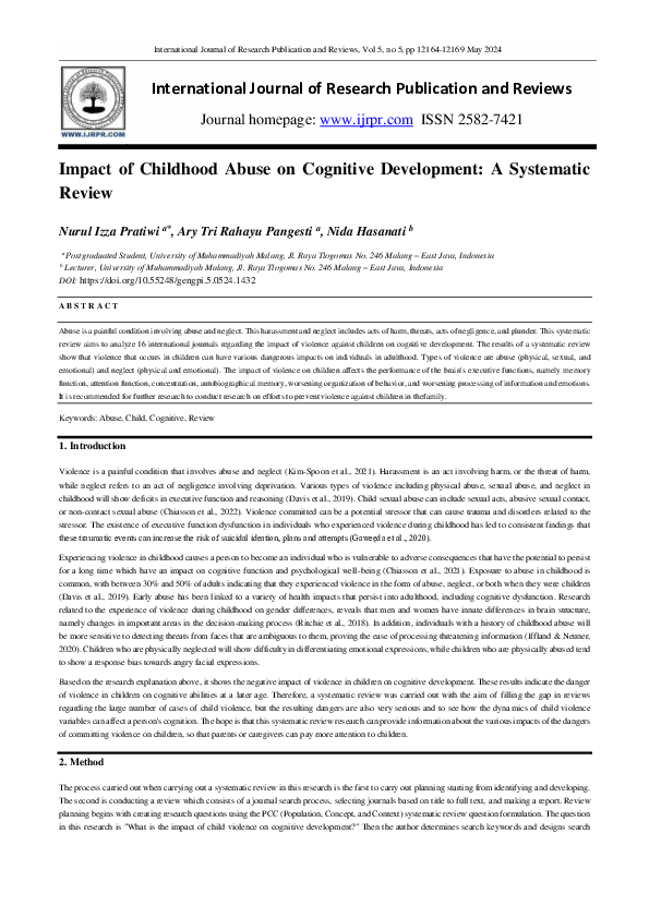 (PDF) Impact of Childhood Abuse on Cognitive Development: A Systematic ...