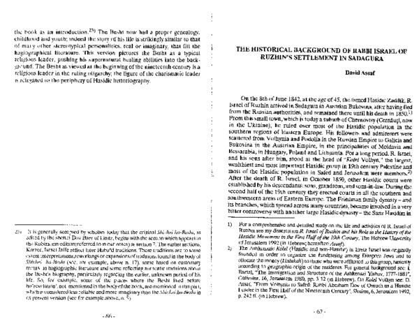 (PDF) David Assaf, “The Historical Background of Rabbi Israel of Ruzhin ...