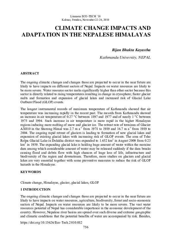 (PDF) Climate Change Impacts and Adaptation in the Nepalese Himalayas