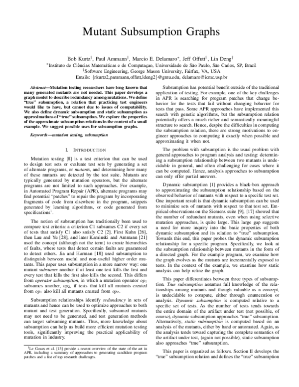 (PDF) Mutant Subsumption Graphs