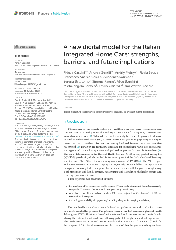 (PDF) A new digital model for the Italian Integrated Home Care ...