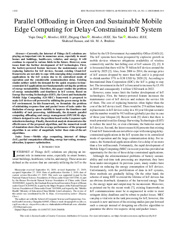 (PDF) Parallel Offloading in Green and Sustainable Mobile Edge ...