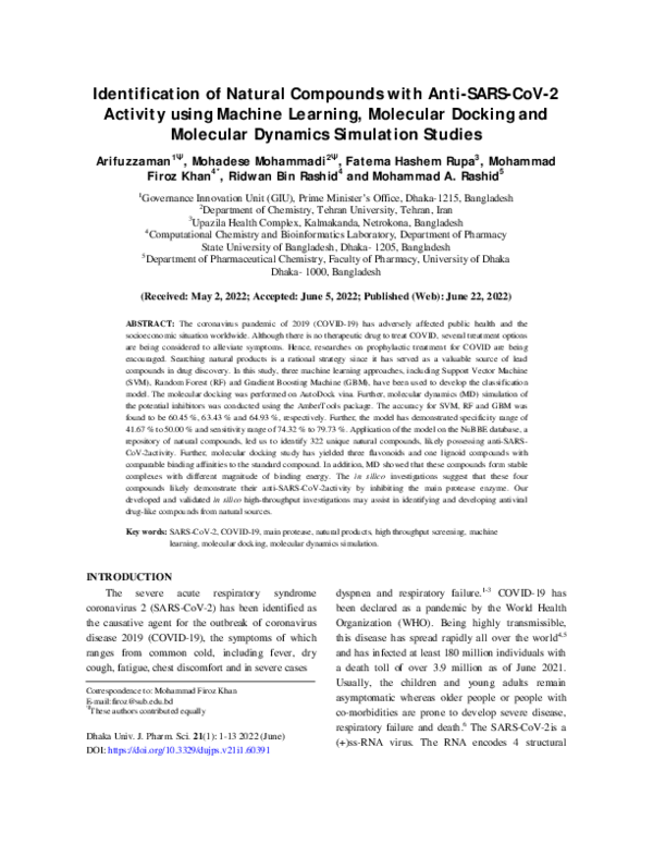 (PDF) Identification of Natural Compounds with Anti-SARS-CoV-2 Activity ...