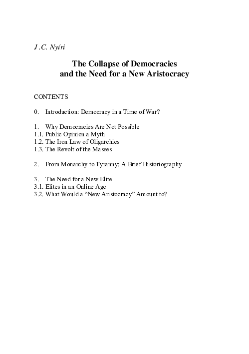 (PDF) The Collapse of Democracies and the Need for a New Aristocracy ...