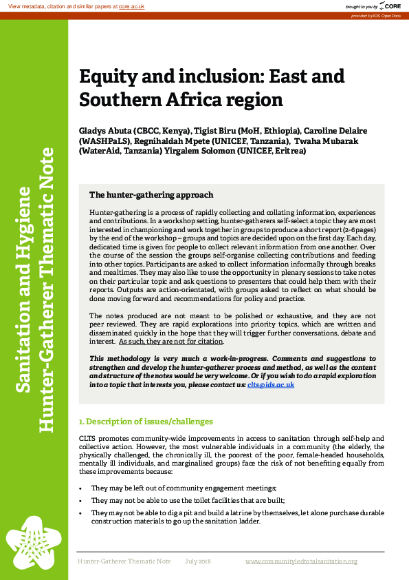 (PDF) Equity and Inclusion: East and Southern Africa Region