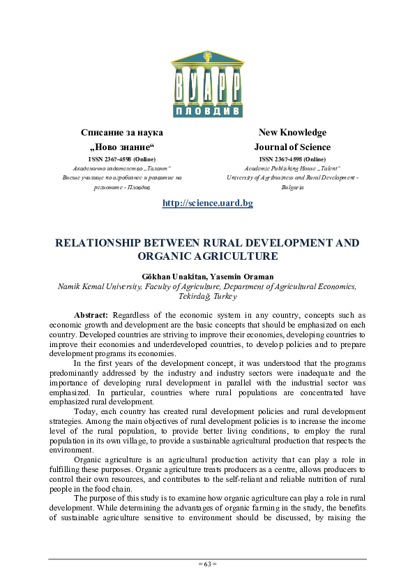 (PDF) Relationship Between Rural Development and Organic Agriculture