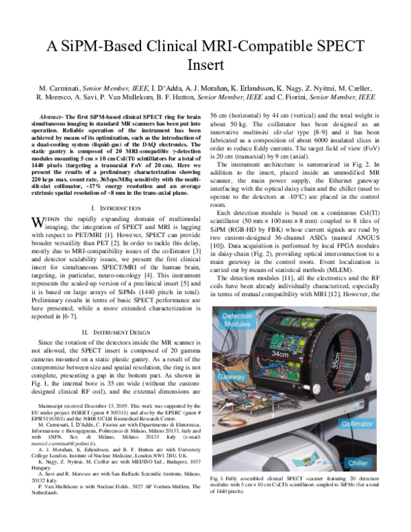 (PDF) A SiPM-Based Clinical MRI-Compatible SPECT Insert