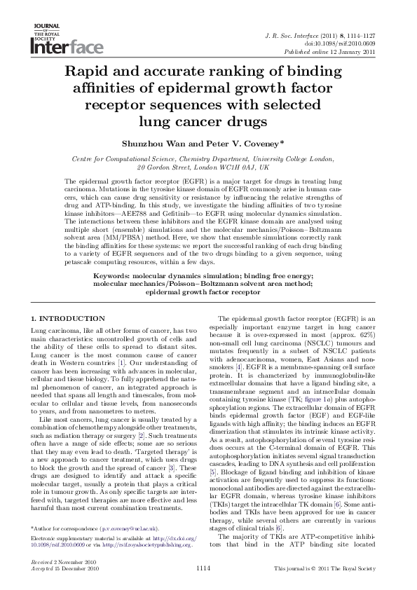 (PDF) Rapid and accurate ranking of binding affinities of epidermal ...