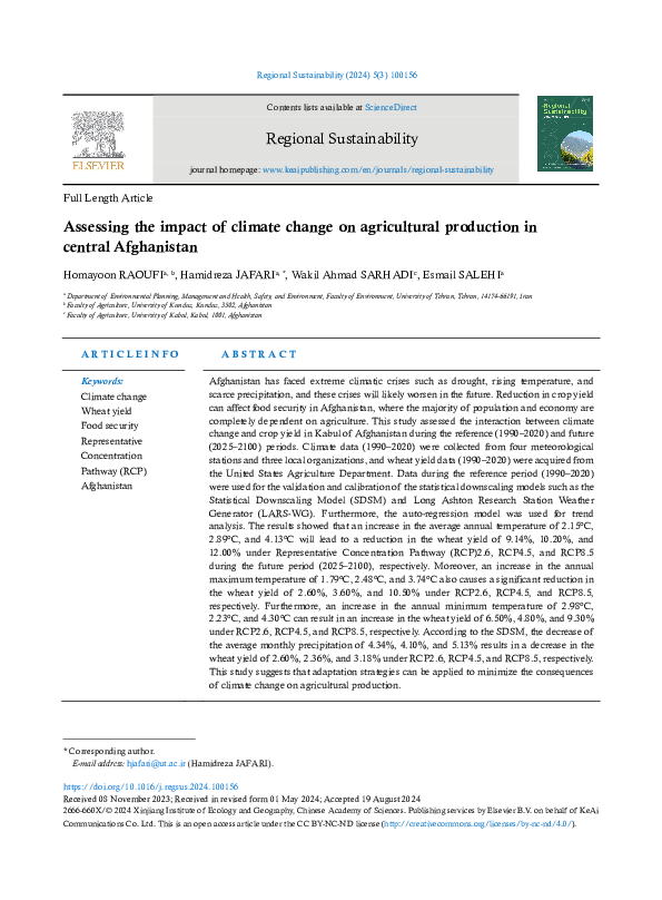 (PDF) Assessing the impact of climate change on agricultural production ...