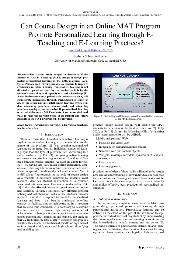 (PDF) Can Course Design in an Online MAT Program Promote Personalized ...