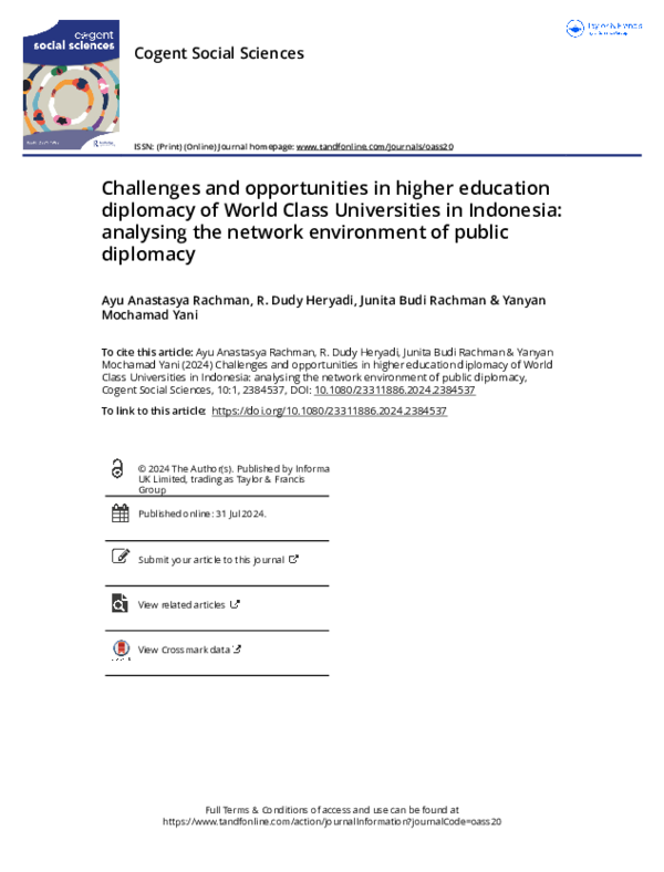 (PDF) Challenges and opportunities in higher education diplomacy of ...