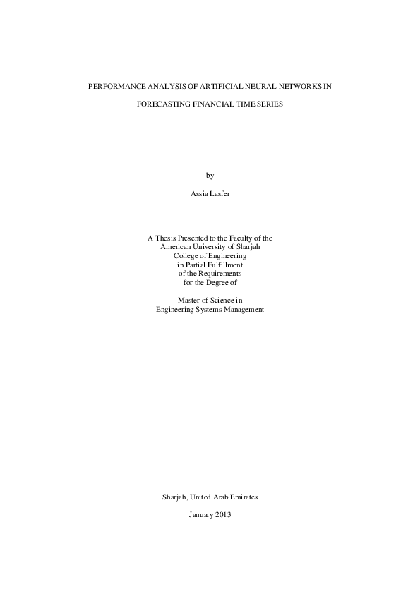(PDF) Performance Analysis of Artificial Neural Networks in Forecasting ...