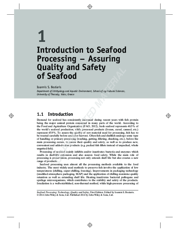 (PDF) Introduction to Seafood Processing-Assuring Quality and Safety of ...