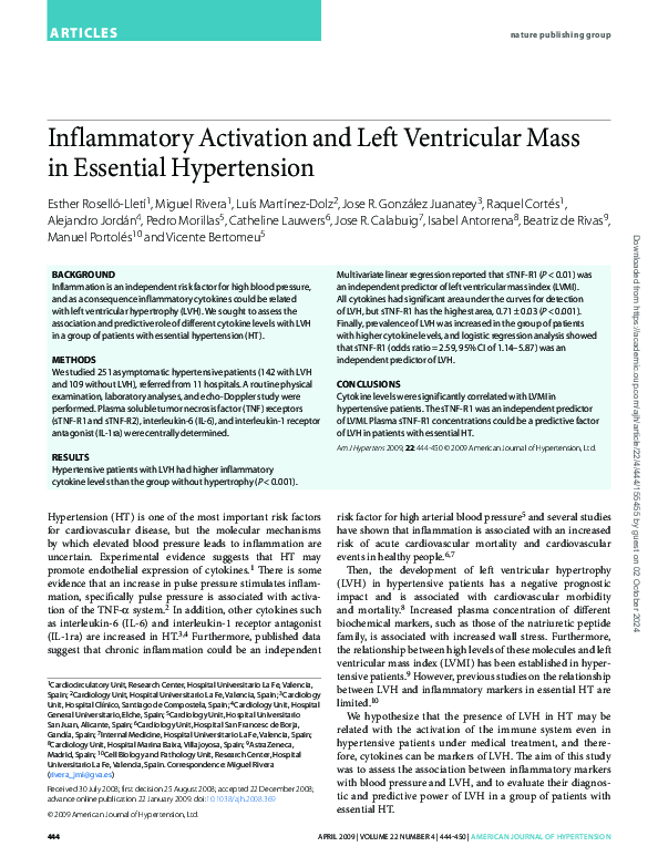 (PDF) Inflammatory activation and left ventricular mass in essential ...