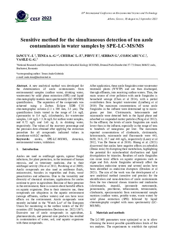 (PDF) Sensitive method for the simultaneous detection of ten azole ...