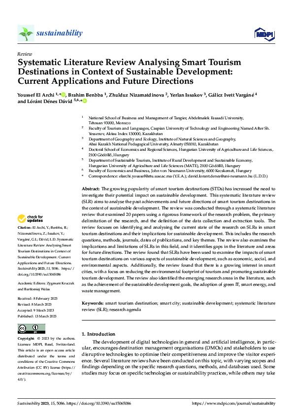(PDF) Systematic Literature Review Analysing Smart Tourism Destinations ...