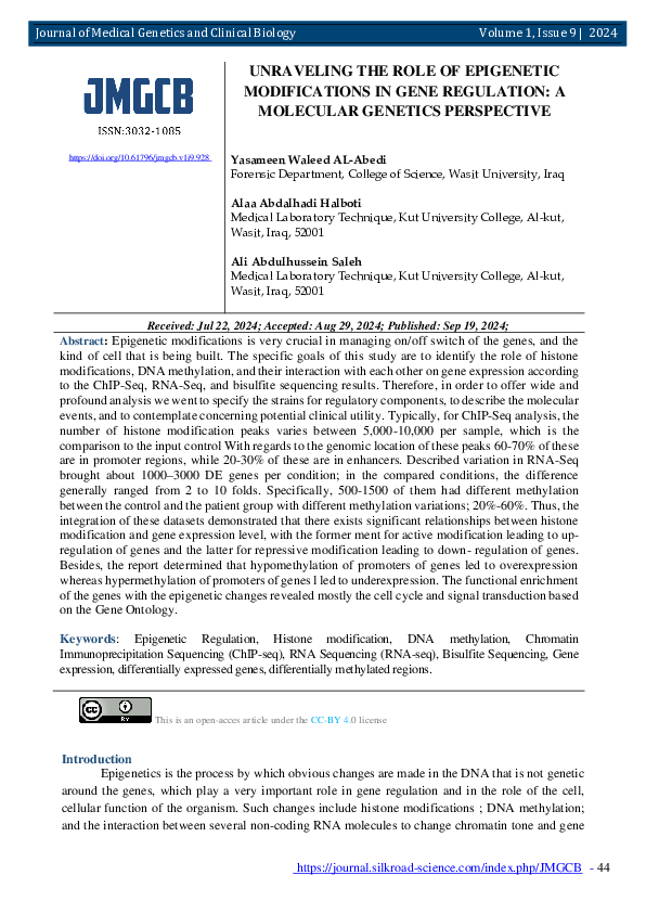 (PDF) UNRAVELING THE ROLE OF EPIGENETIC MODIFICATIONS IN GENE ...