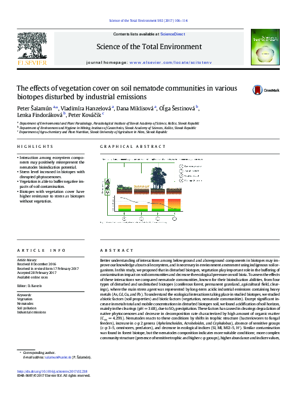 (PDF) The effects of vegetation cover on soil nematode communities in ...