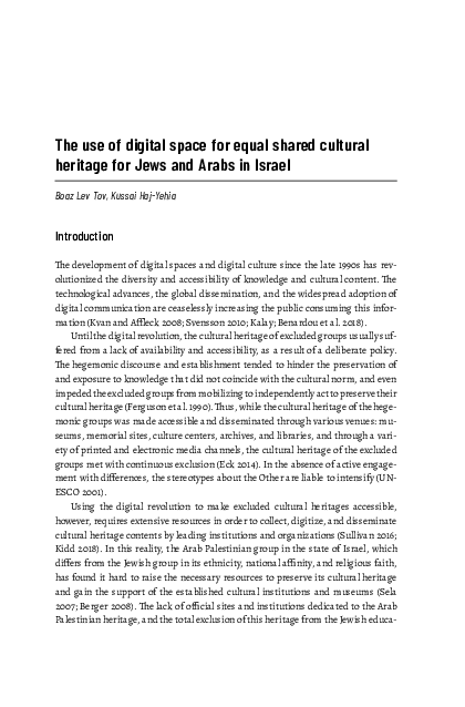 (PDF) The use of digital space for equal shared cultural heritage for ...