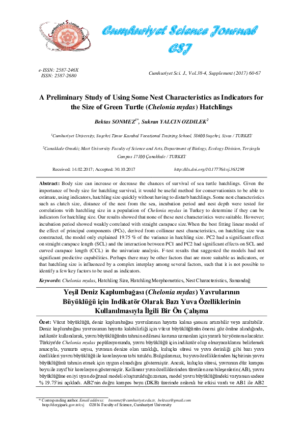 (PDF) A Preliminary Study of Using Some Nest Characteristics as ...