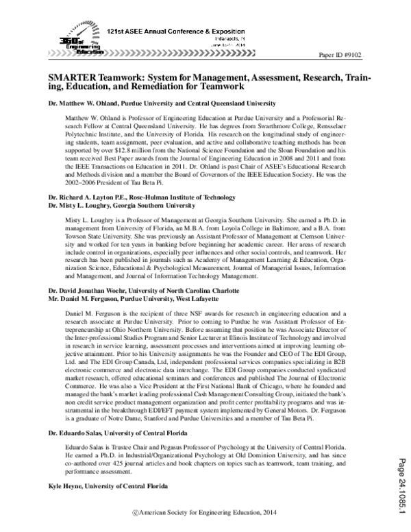 (PDF) SMARTER Teamwork: System for Management, Assessment, Research ...