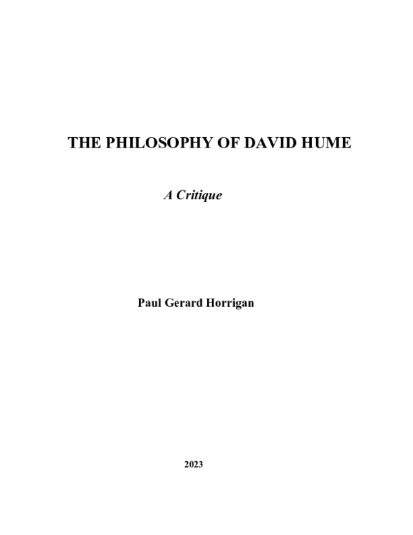 (PDF) THE PHILOSOPHY OF DAVID HUME: A CRITIQUE