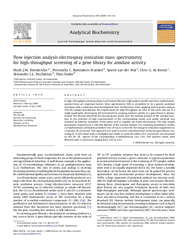 (PDF) Flow injection analysis electrospray ionization mass spectrometry ...