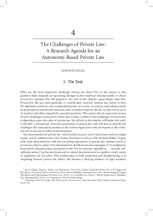 (PDF) The Challenges of Private Law: A Research Agenda for an Autonomy ...