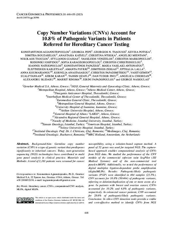 (PDF) Copy Number Variations (CNVs) Account for 10.8% of Pathogenic ...