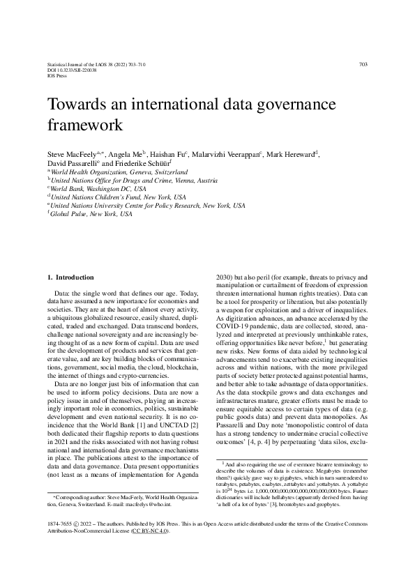 (PDF) Towards an international data governance framework