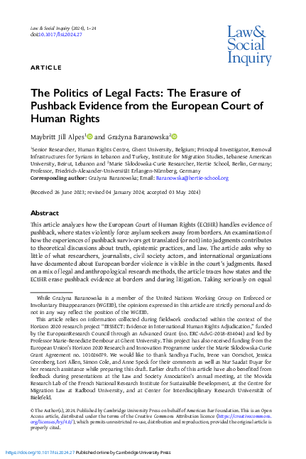 (PDF) The Politics of Legal Facts: The Erasure of Pushback Evidence ...