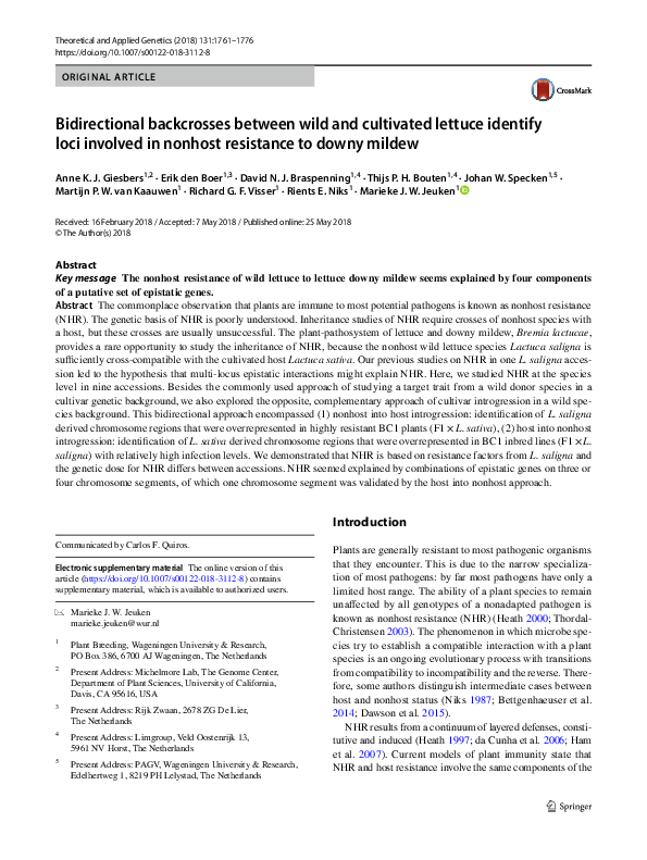 (PDF) Bidirectional backcrosses between wild and cultivated lettuce ...