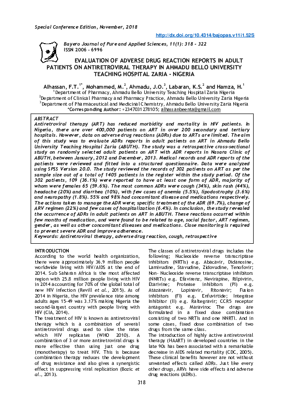 (PDF) Evaluation of adverse drug reaction reports in adult patients on ...