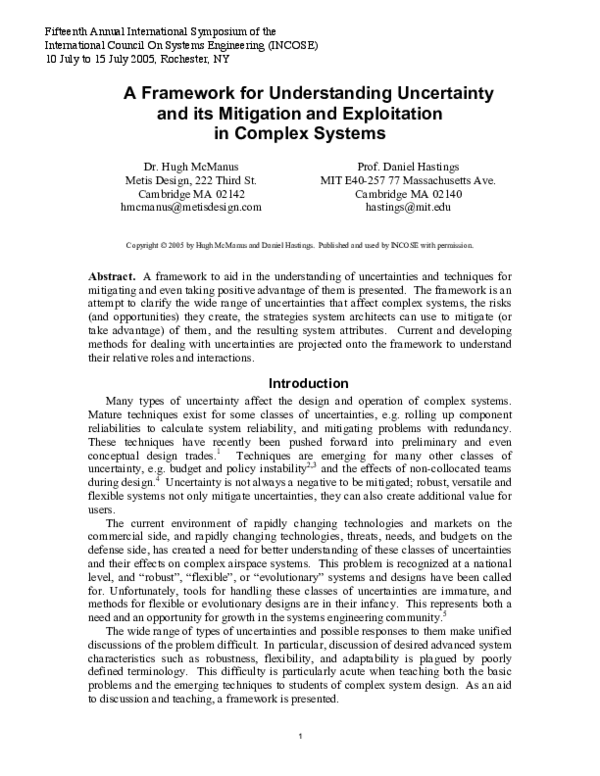 (PDF) 3.4.1 A Framework for Understanding Uncertainty and its ...