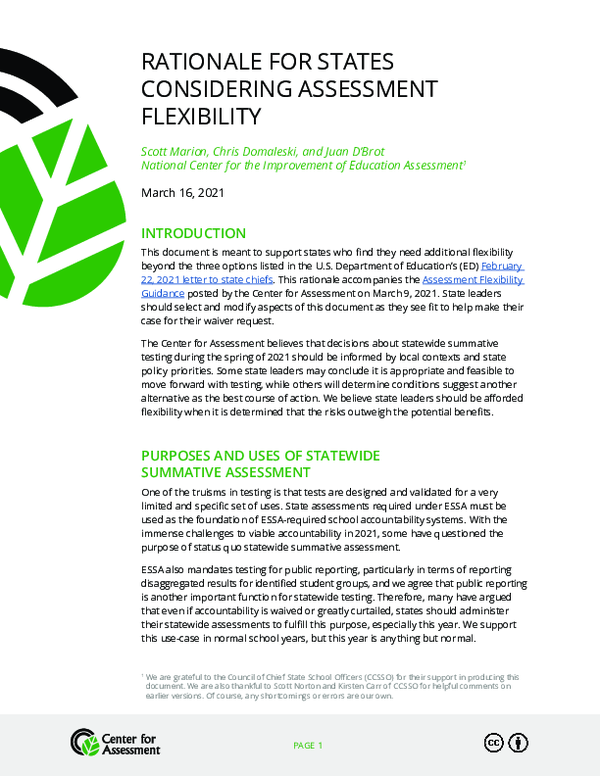 (PDF) Rationale for States Considering Assessment Flexibility
