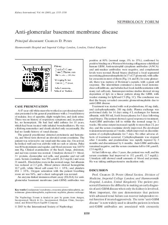 (PDF) Anti-glomerular basement membrane disease