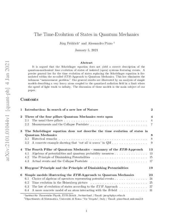 (PDF) The Time-Evolution of States in Quantum Mechanics